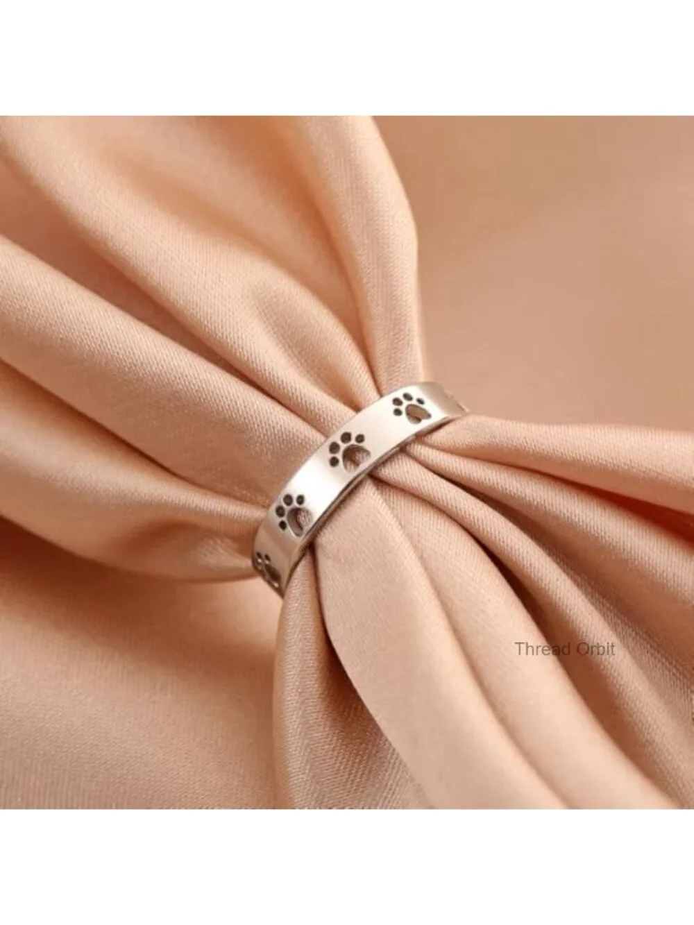 Adjustable Paw Print Stacking Rings Stainless Steel Pet Lover Band Minimalist